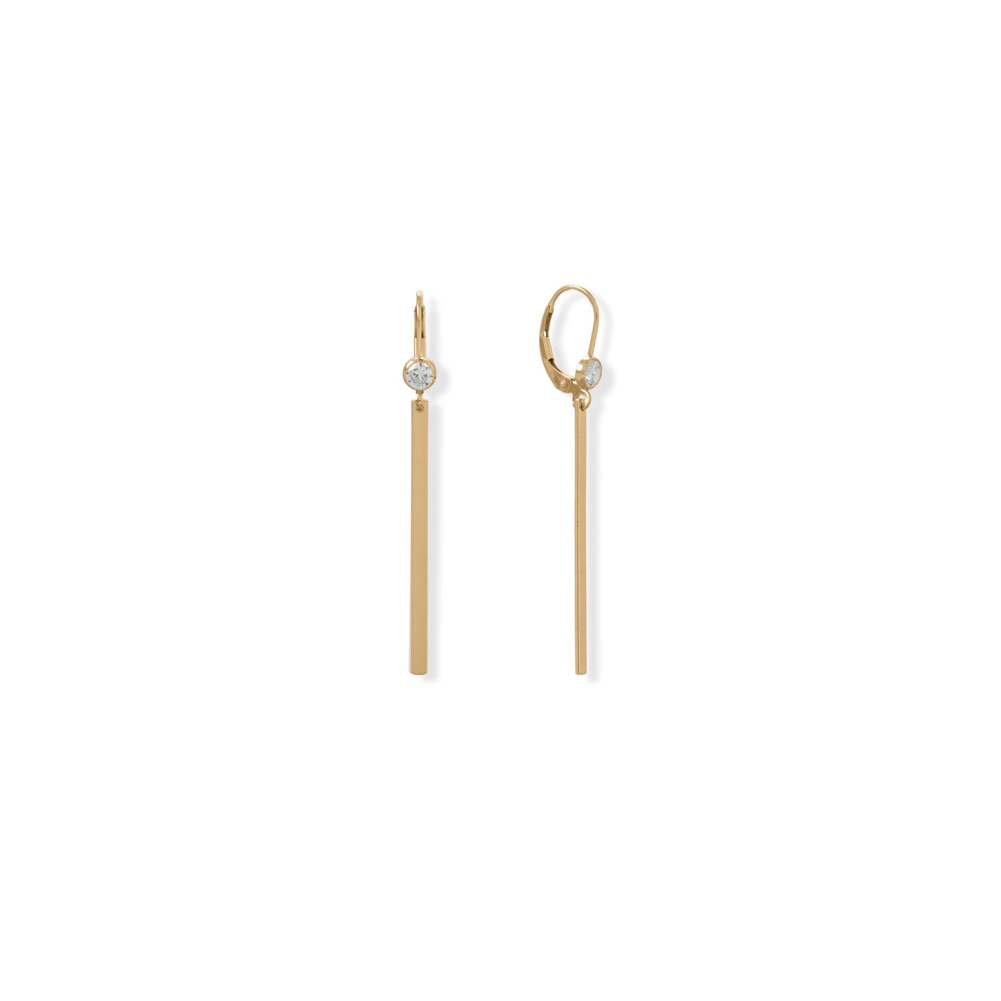 14/20 Gold Filled Bar Drop with CZ Earrings