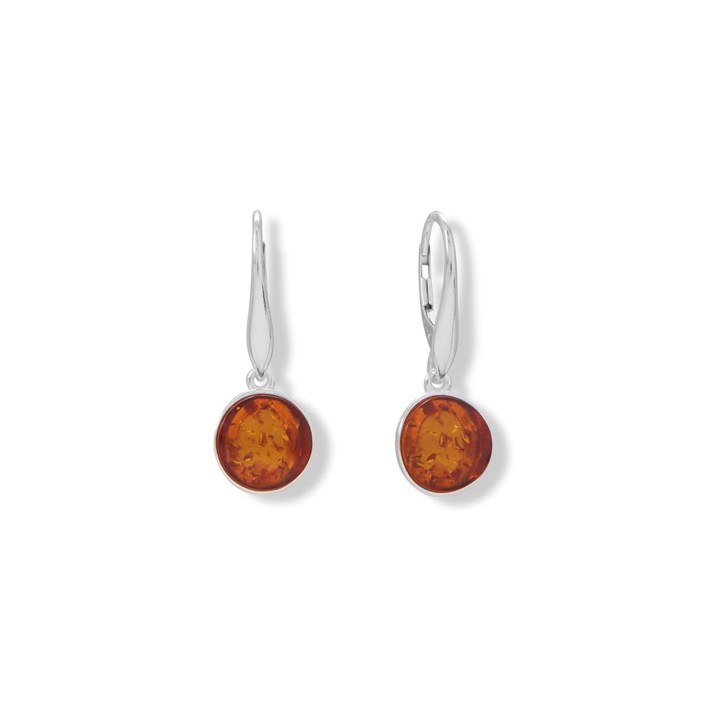 Round Amber Lever Earrings