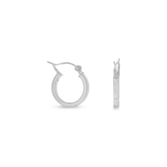 2mm x 18mm Square Tube Hoop Earrings