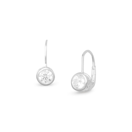 Bezel CZ Lever Earrings