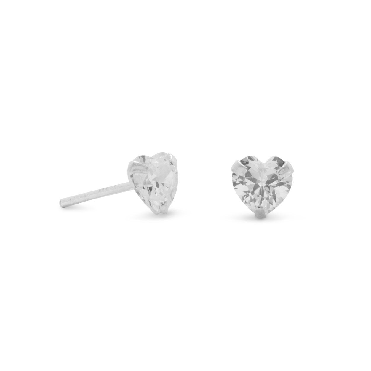 Heart CZ Stud Earrings