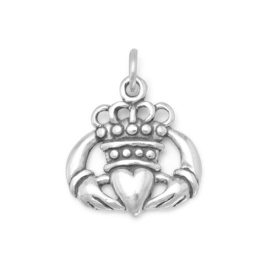 Oxidized Claddagh Charm