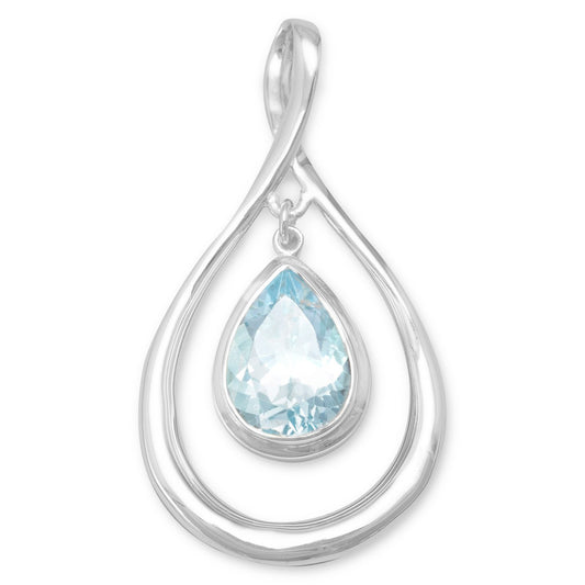 Pear Shape Pendant with Blue Topaz Drop