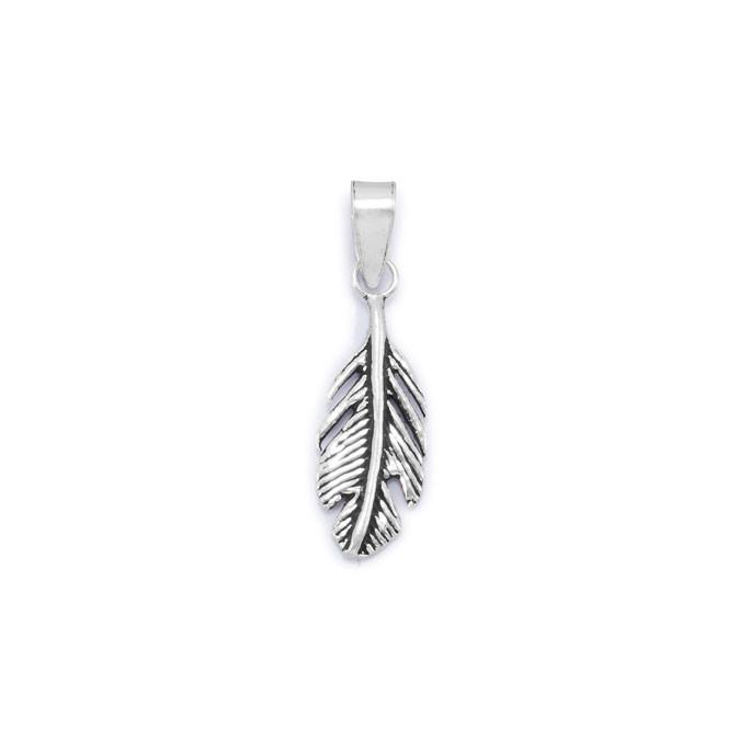 Oxidized Feather Pendant