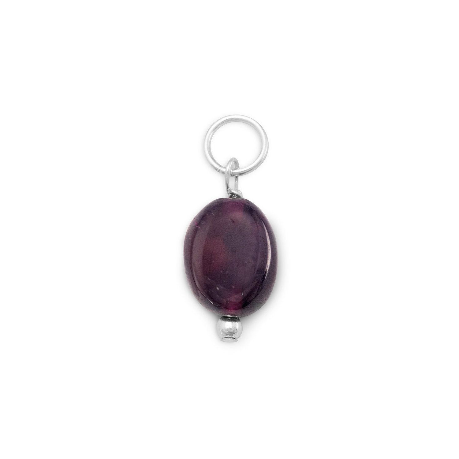 Oval Garnet Charm - January Birthstone