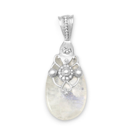 Ornate Rainbow Moonstone Pendant