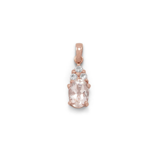 14 Karat Rose Gold Plated Morganite and White Topaz Pendant