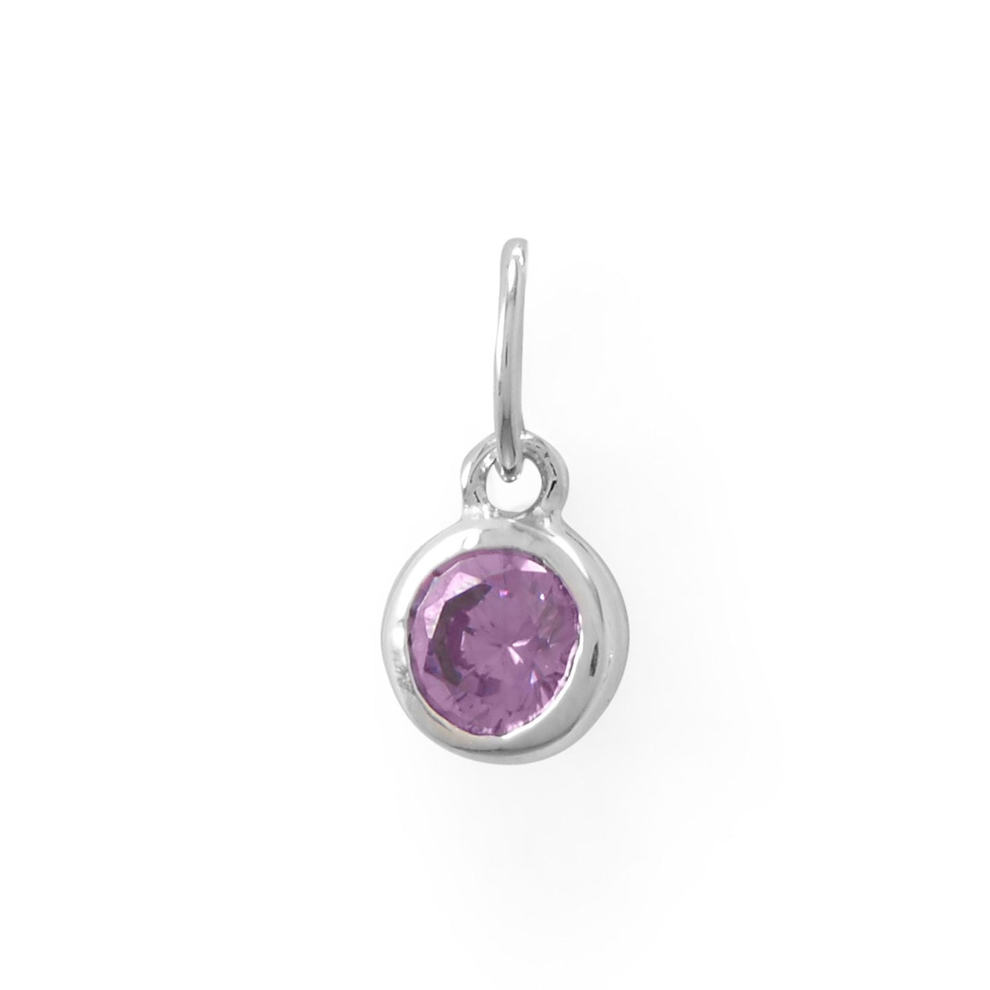 Round CZ February Birthstone Charm