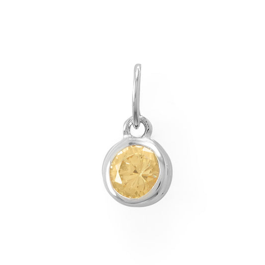 Round CZ November Birthstone Charm