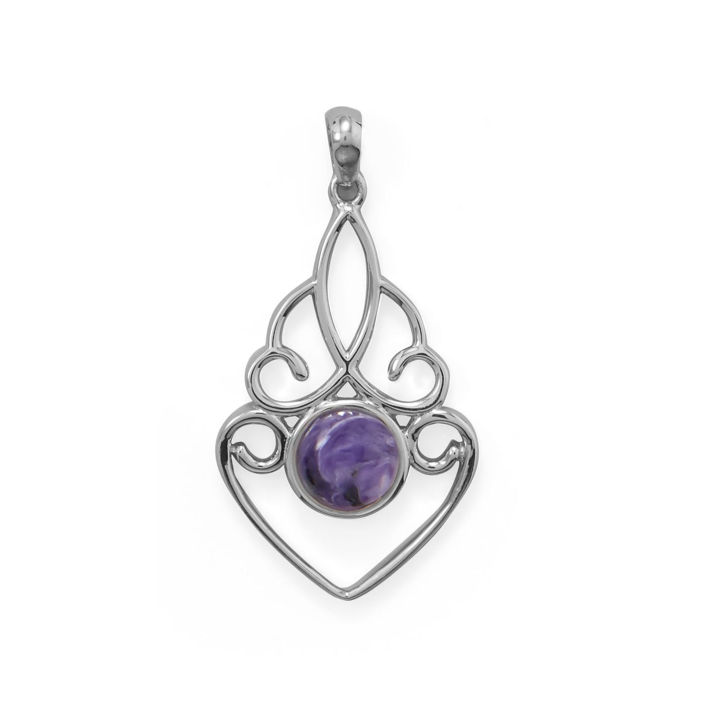 Ornate Cutout Charoite Pendant