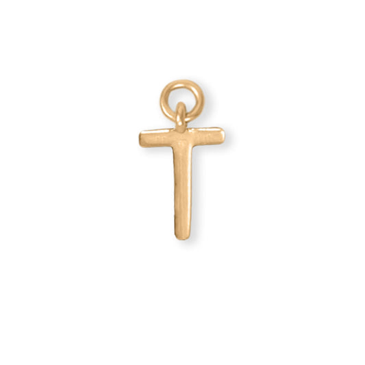 14 Karat Gold Plated Polished "T" Charm