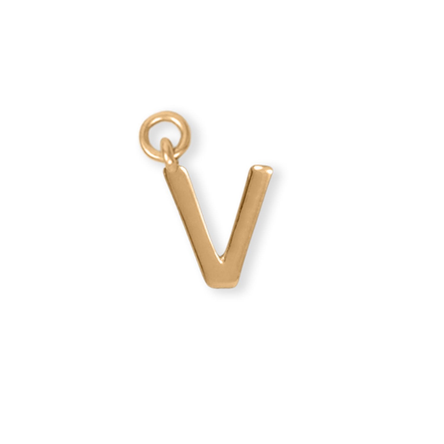 14 Karat Gold Plated Polished "V" Charm