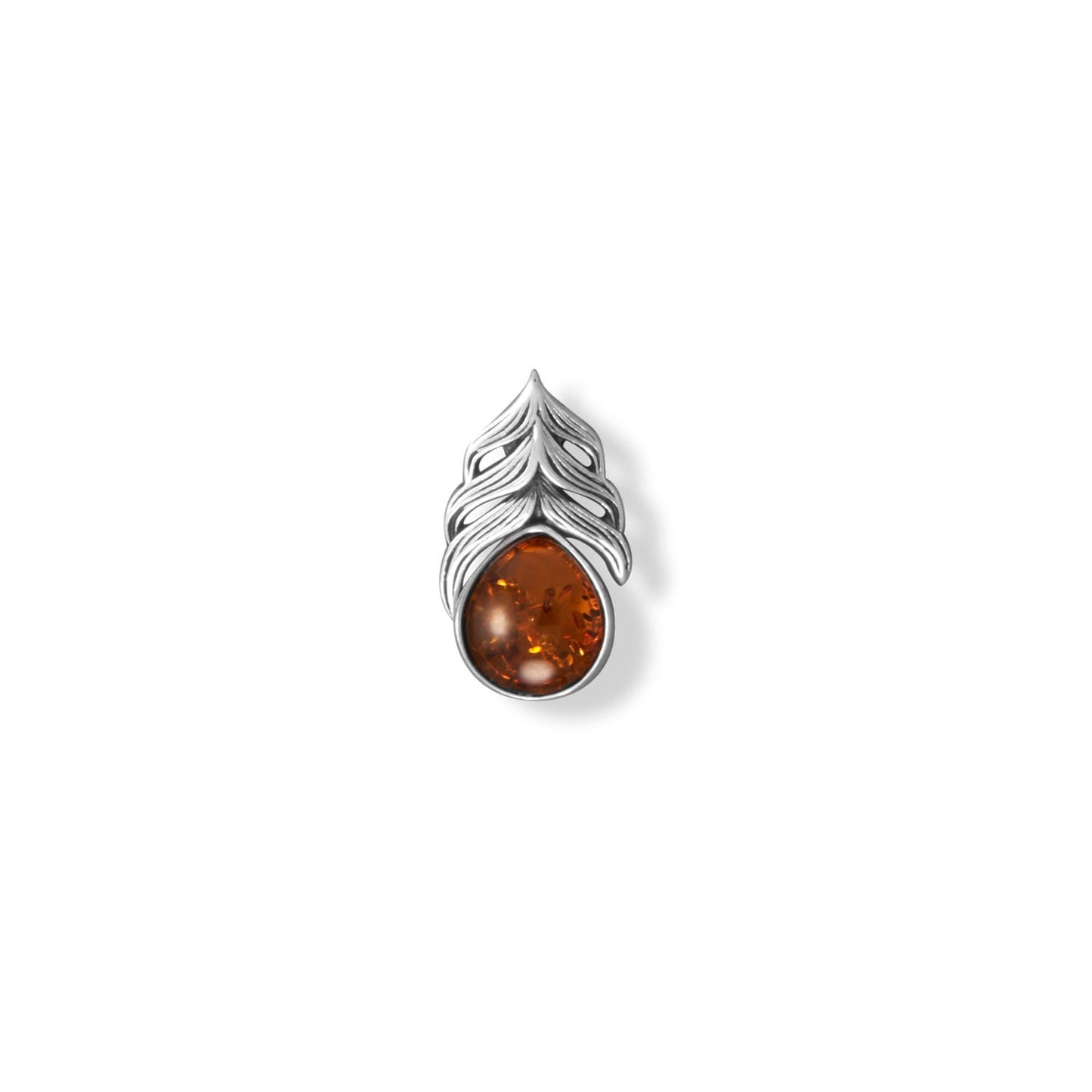 Oxidized Amber Feather Slide