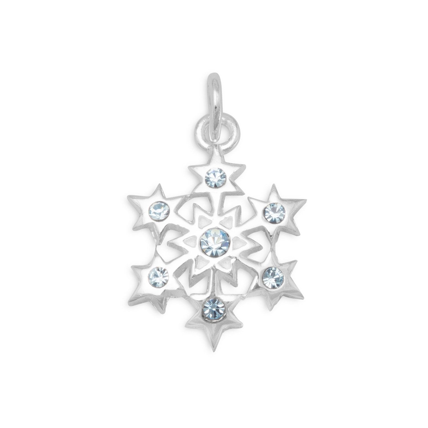 Small Aqua Crystal Snowflake Charm