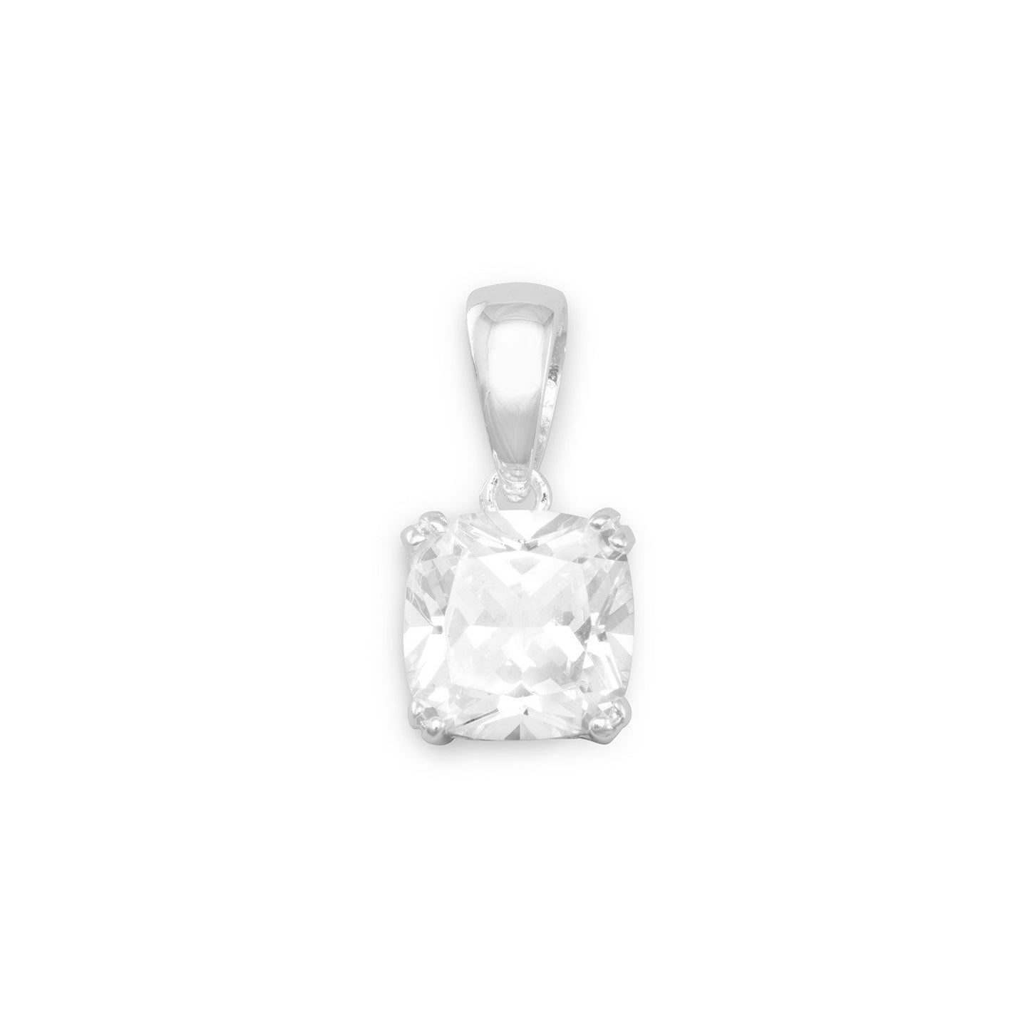 8mm Round Edge Square CZ/Filigree Side Pendant