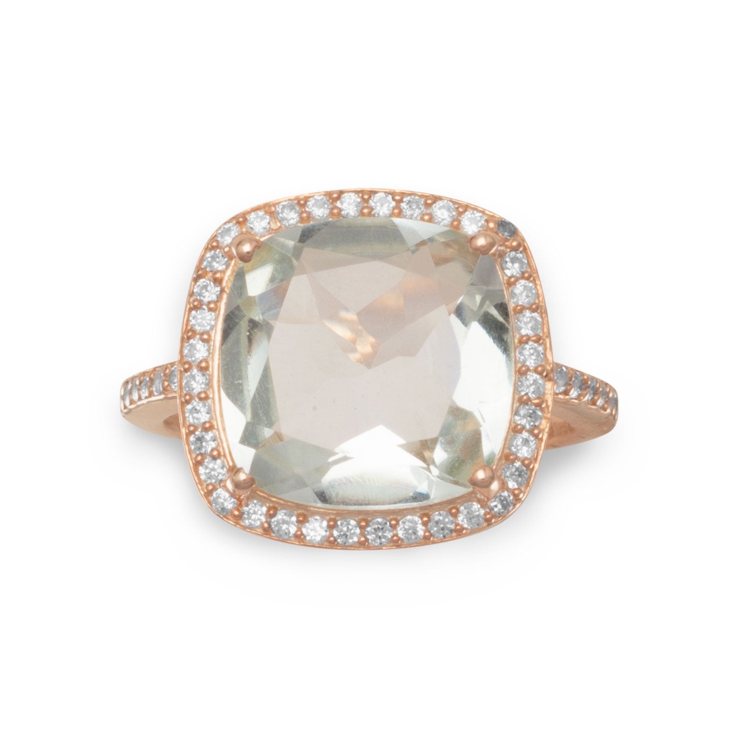 14K Rose Gold Plated Prasiolite Ring