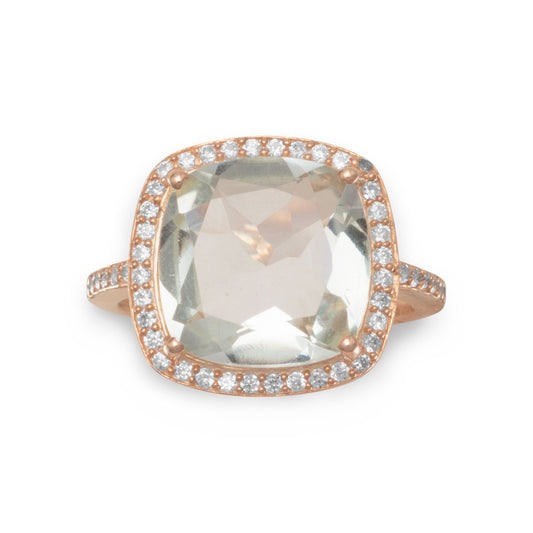 14K Rose Gold Plated Prasiolite Ring