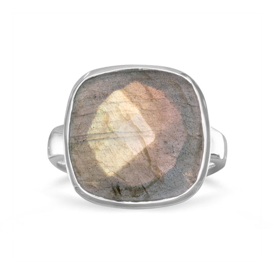 Checkerboard Cut Labradorite Ring