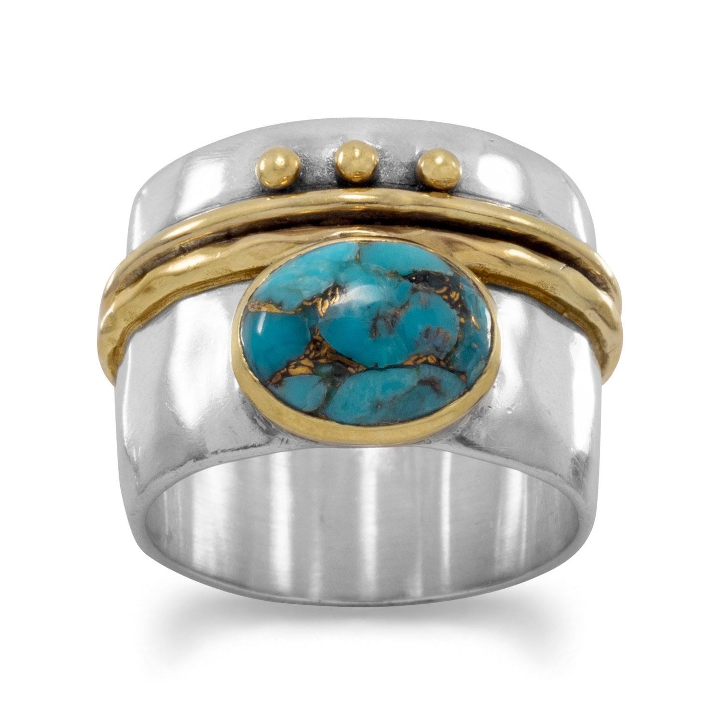 Two Tone Stabilized Turquoise Ring