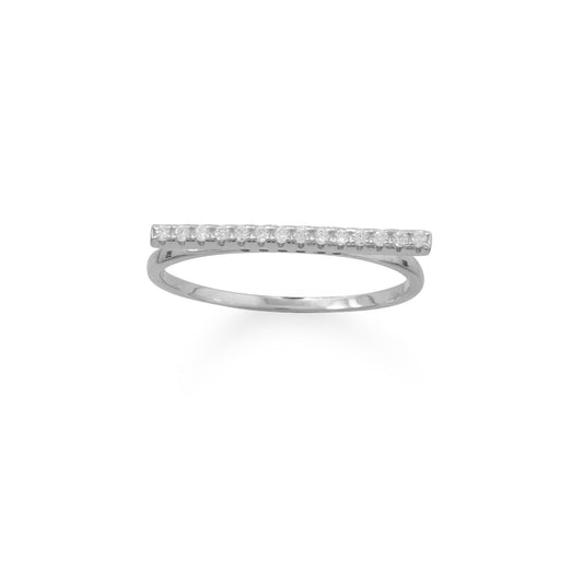 Rhodium Plated CZ Bar Ring