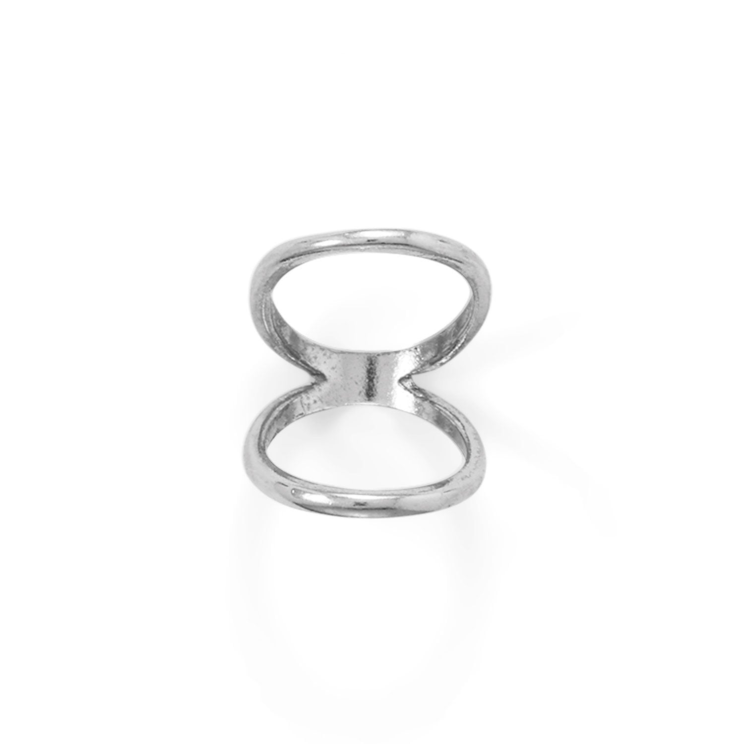 Rhodium Plated Double Band Knuckle Ring