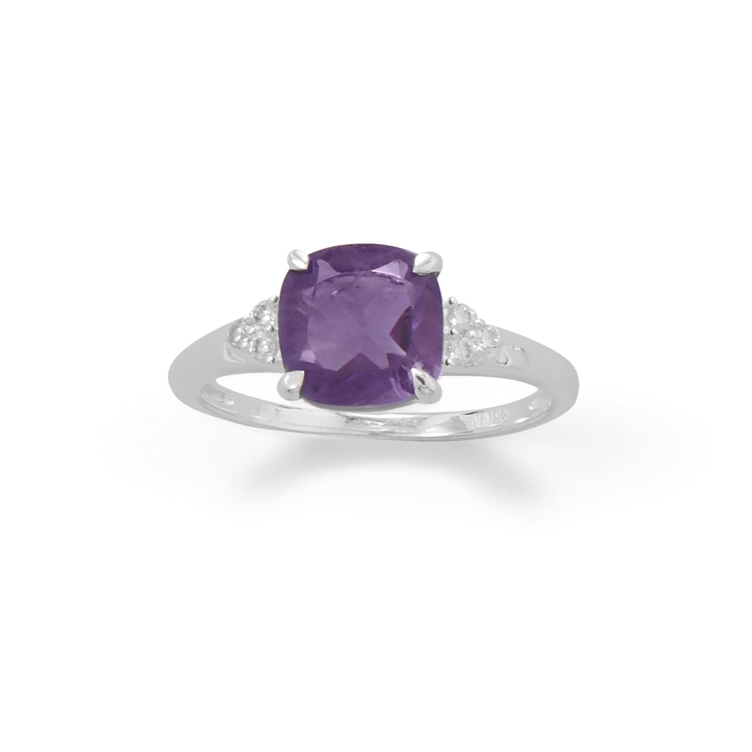 Sterling Silver Amethyst and CZ Band