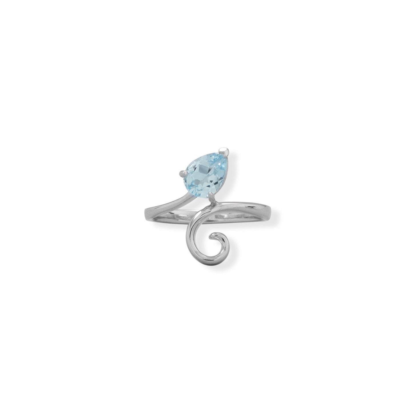 Pear Sky Blue Topaz and Swirl Ring