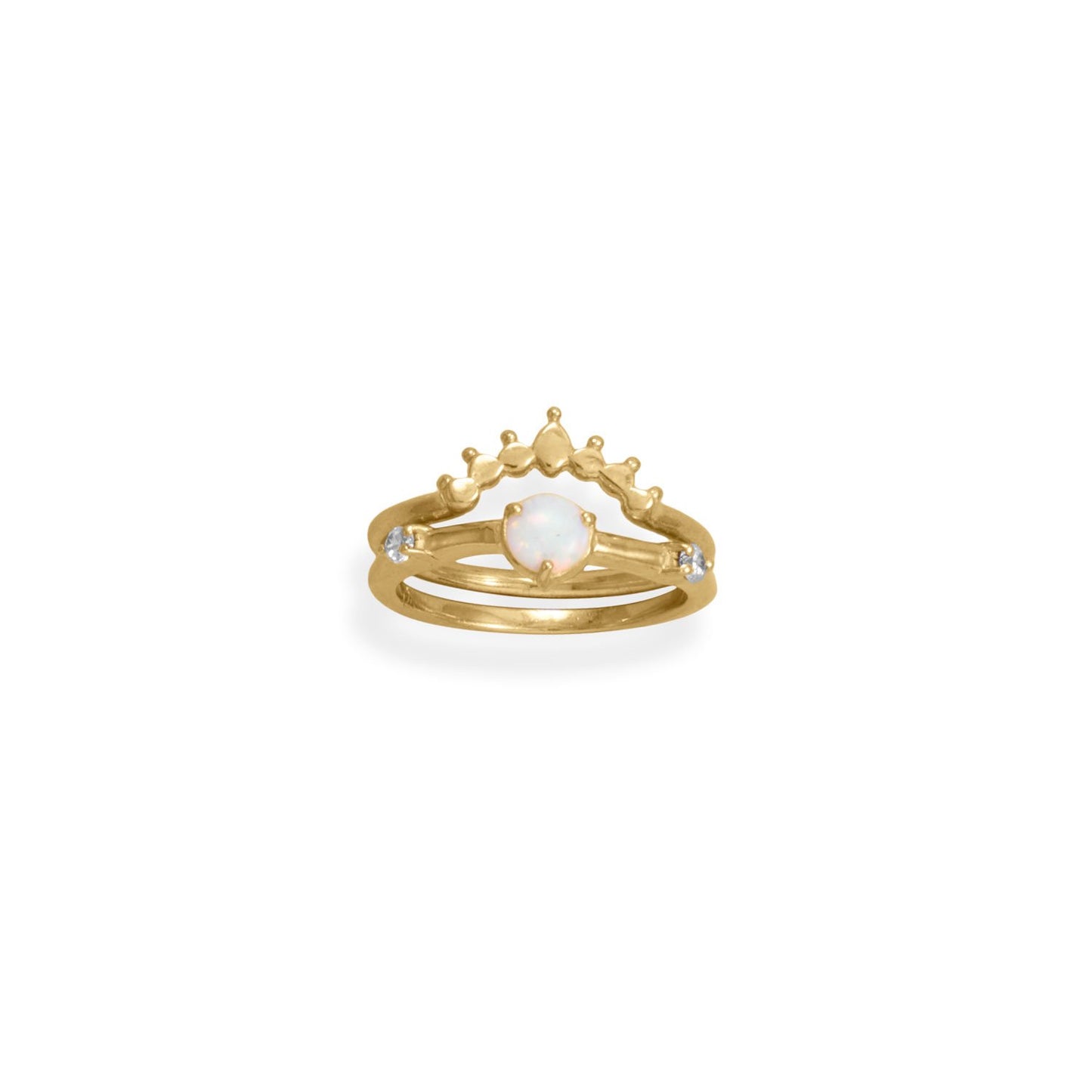14 Karat Gold Plated Dot Crown Ring