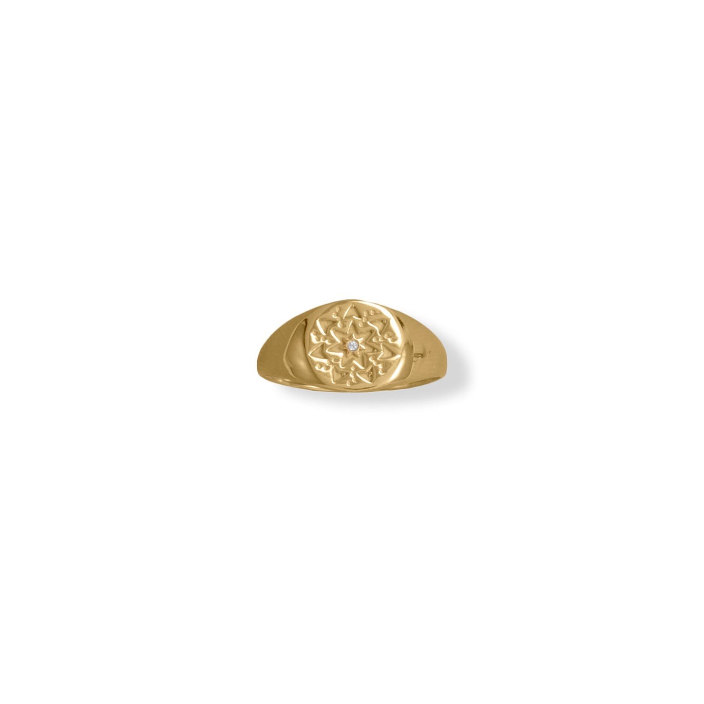 14 Karat Gold Plated Round CZ Star Ring