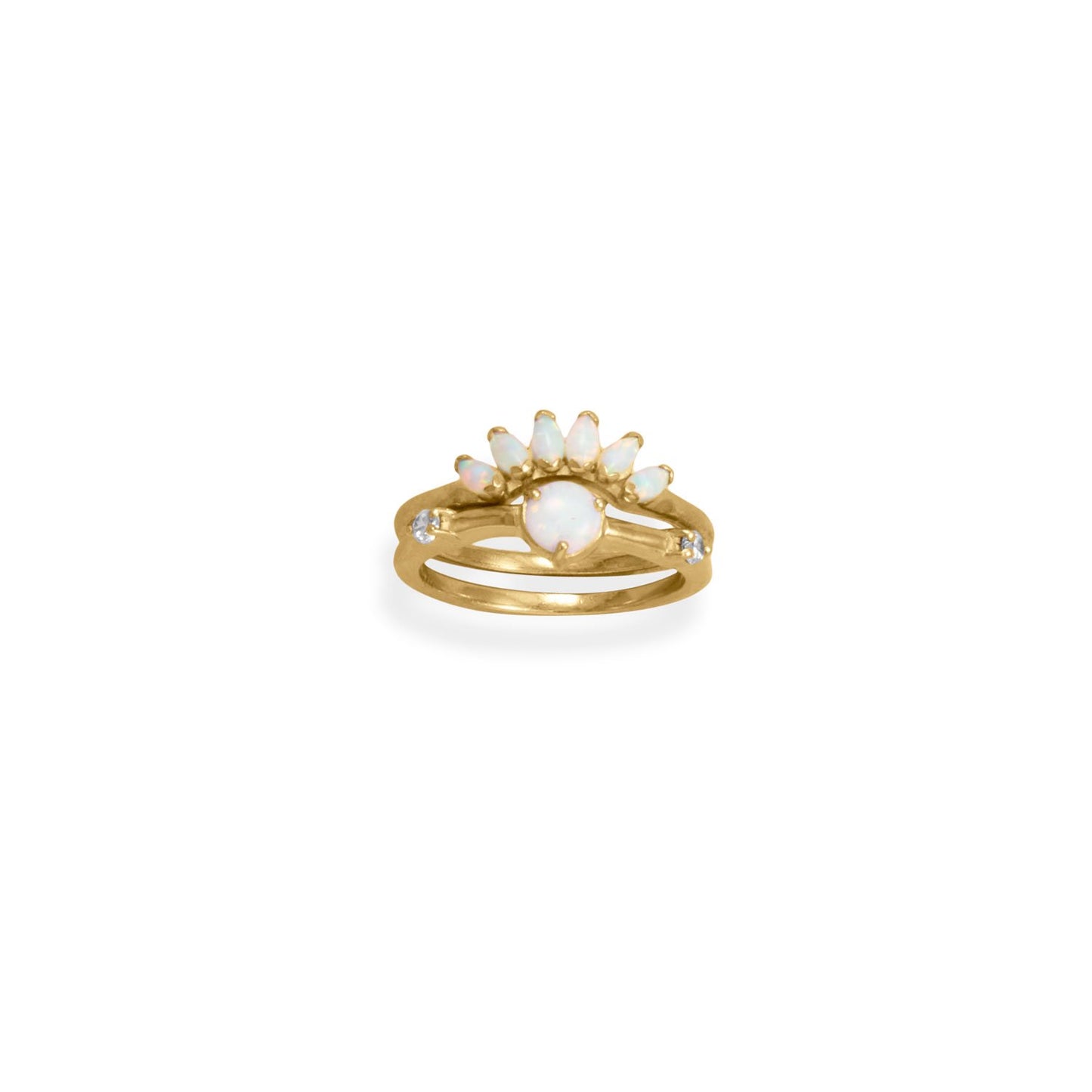 14 Karat Gold Plated Marquise Synthetic Opal Ring