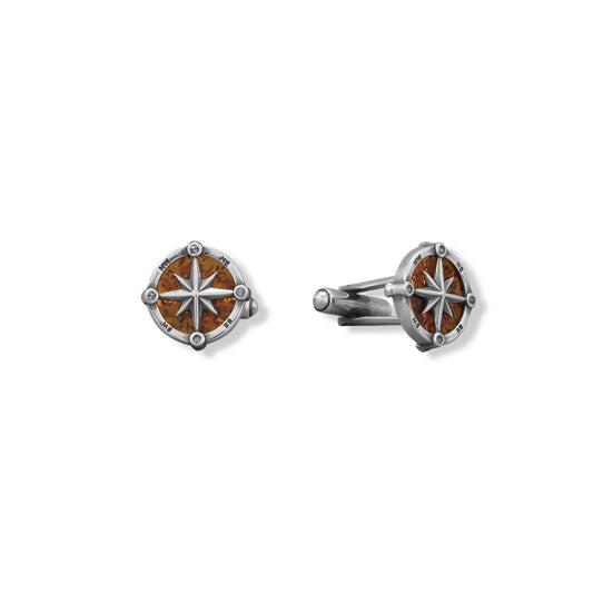 Oxidized Amber Compass Cufflinks