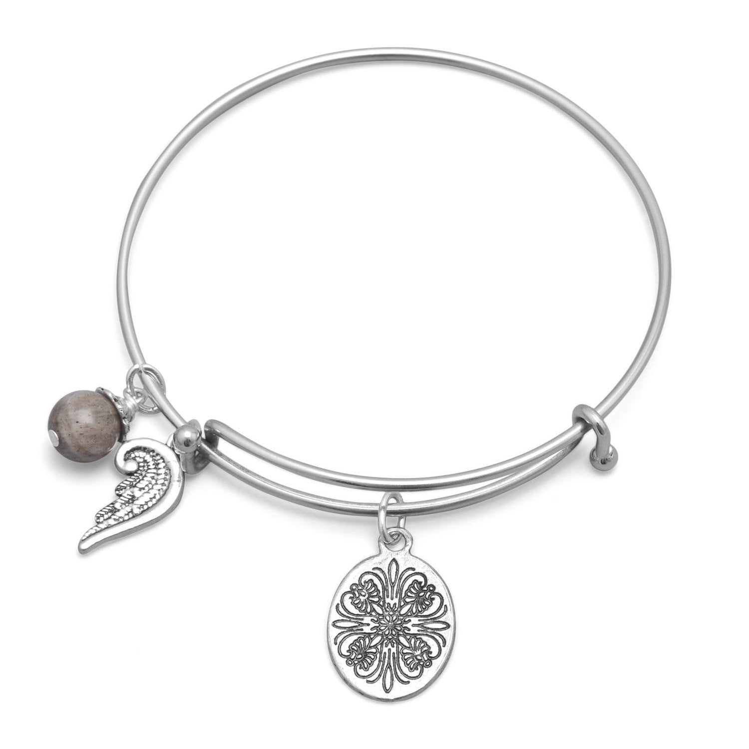 Expandable Angel Wing Charm Fashion Bangle Bracelet