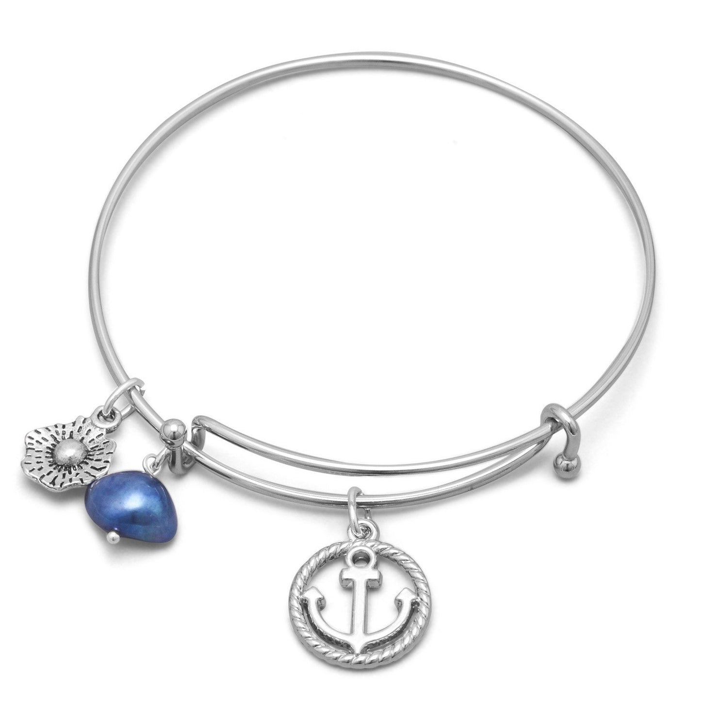 Expandable Anchor Charm Fashion Bangle Bracelet