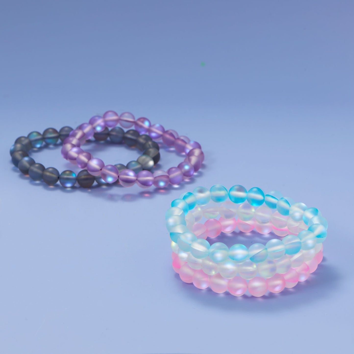 Ocean Wishes! Light Blue Glass Stretch Bracelet